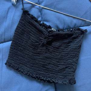 T.M.I.N.G. | Black Smocked Crop Top